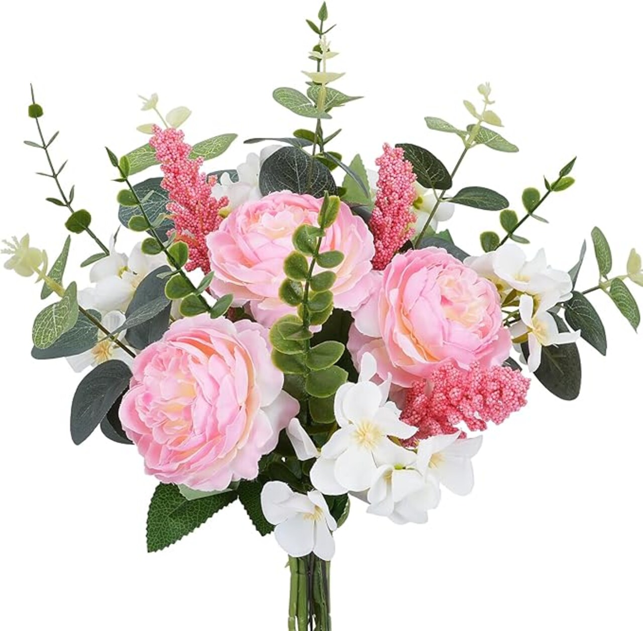 Artificial Silk Flowers Artificial Flowers Bouquets Pink Florals Arrangements Faux Peony Faux Flower Stems for Spring Wedding Bride Home Table Centerpiece Farmhouse Decorations (16PCS)